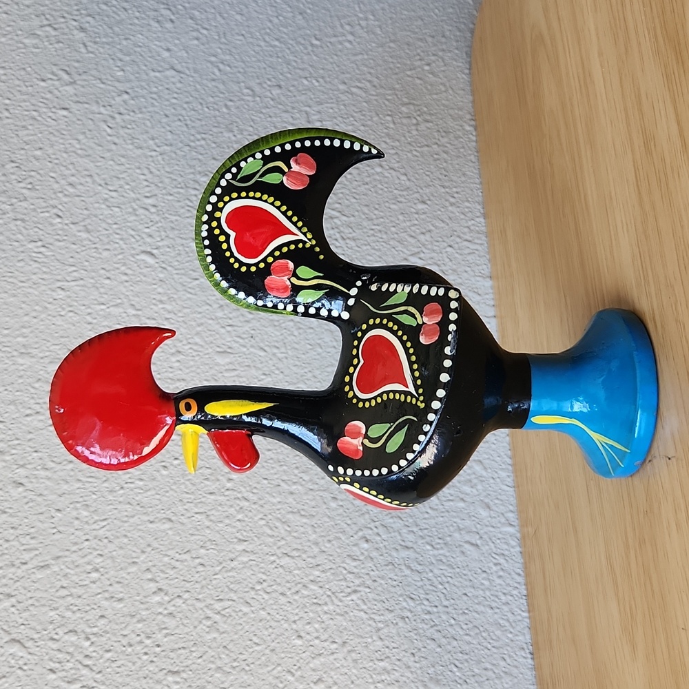 Vintage Barcelos Hand Painted Rooster Metal Sculpture